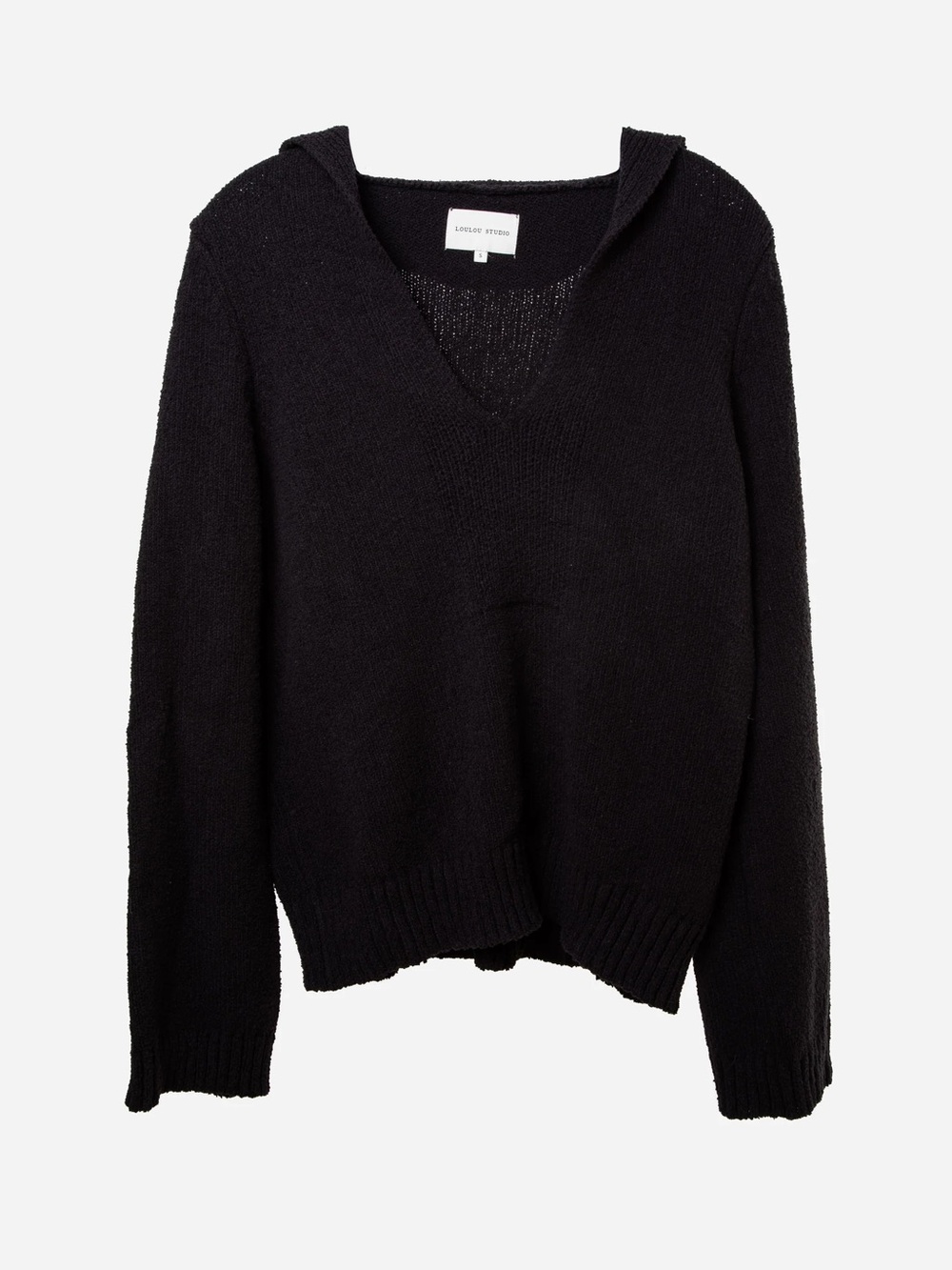 Loulou Studio Black Minimalist V-Neck Knit Sweater Size S
